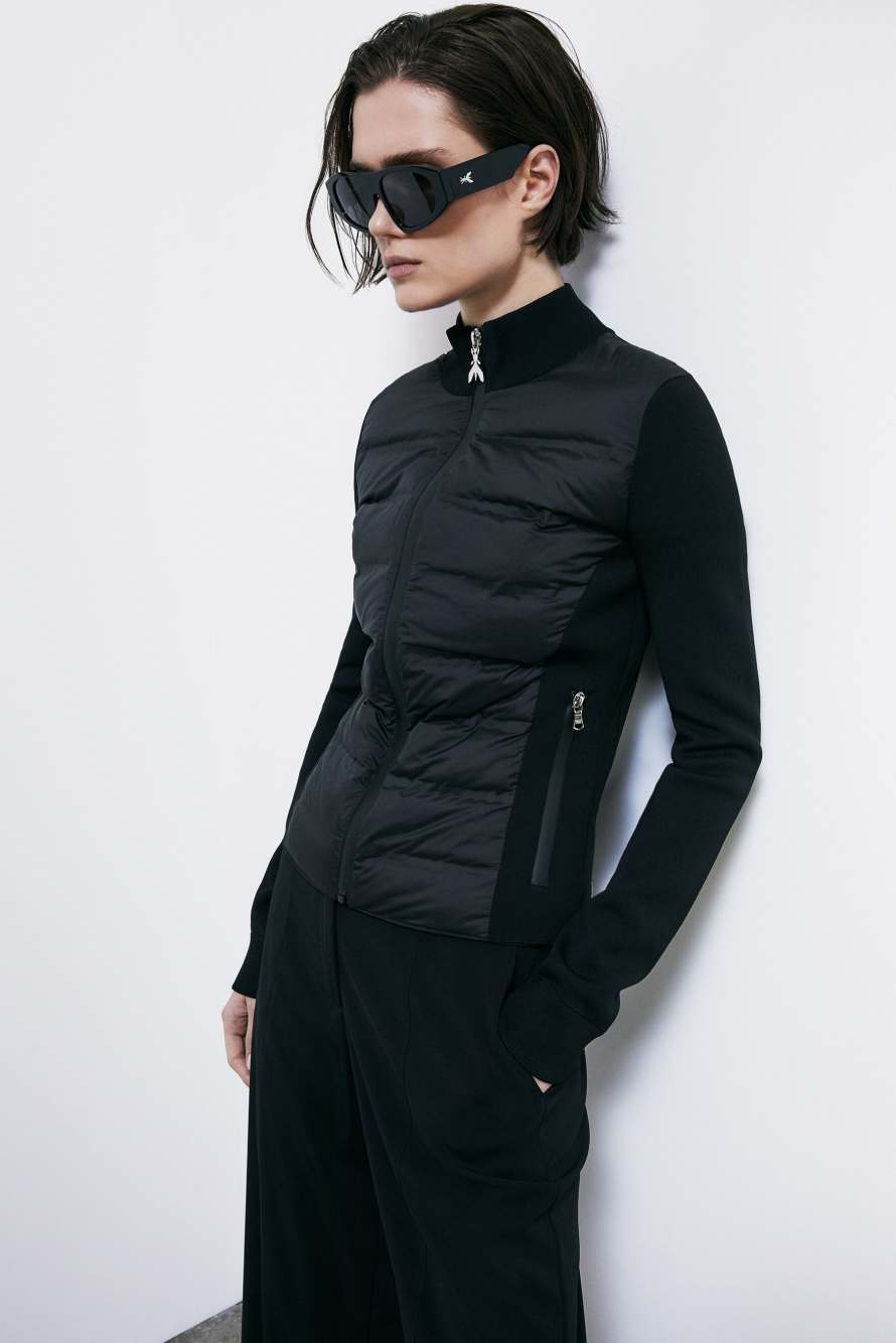 Ultralight down jacket with knitted inserts, Black, Patrizia Pepe