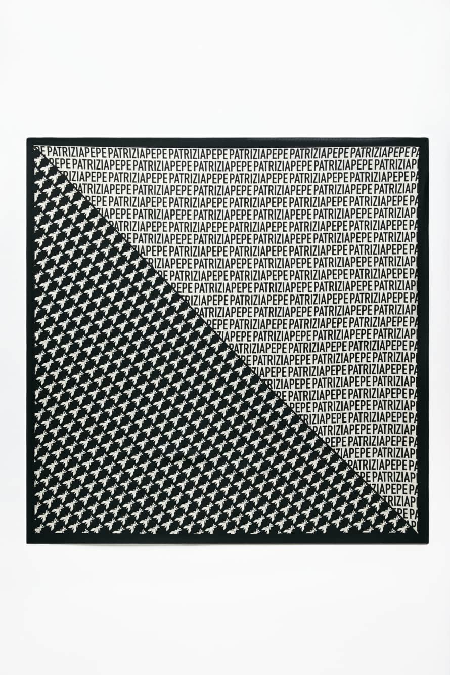 Printed silk foulard, Black/Ivory, Patrizia Pepe