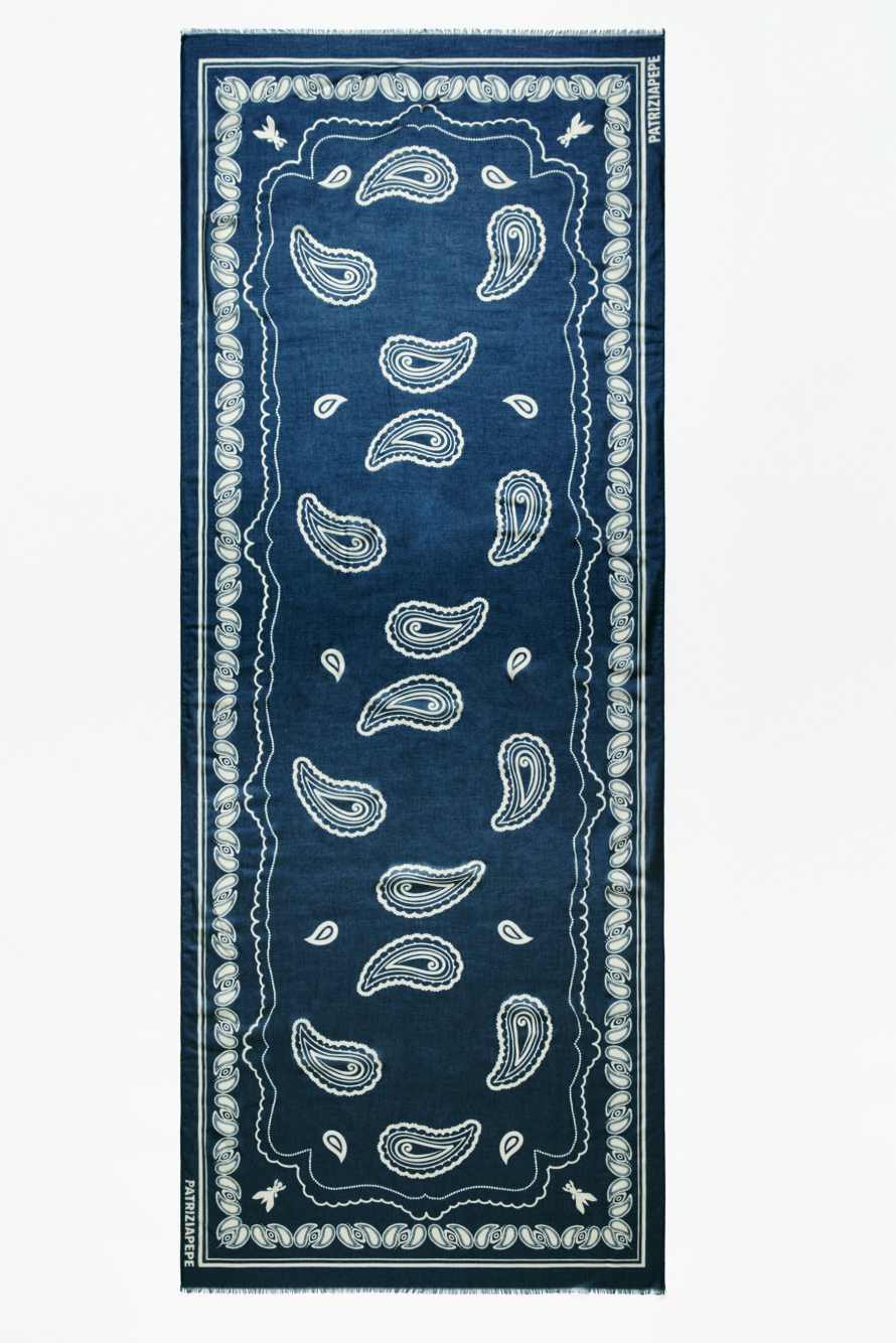 Scarf with graphic print, Blue/Ivory, Patrizia Pepe