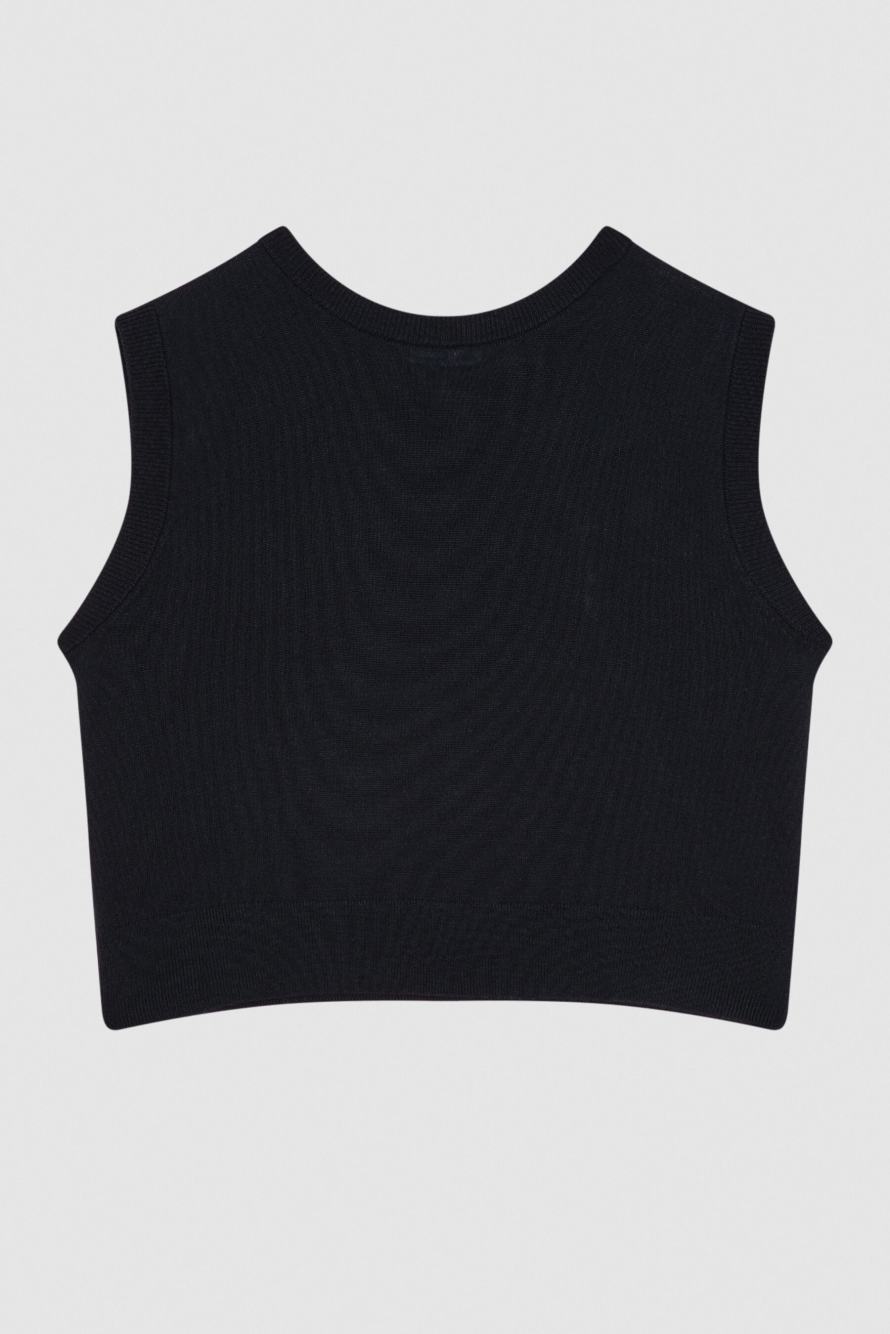 Wool vest with round neckline, Blue, Patrizia Pepe