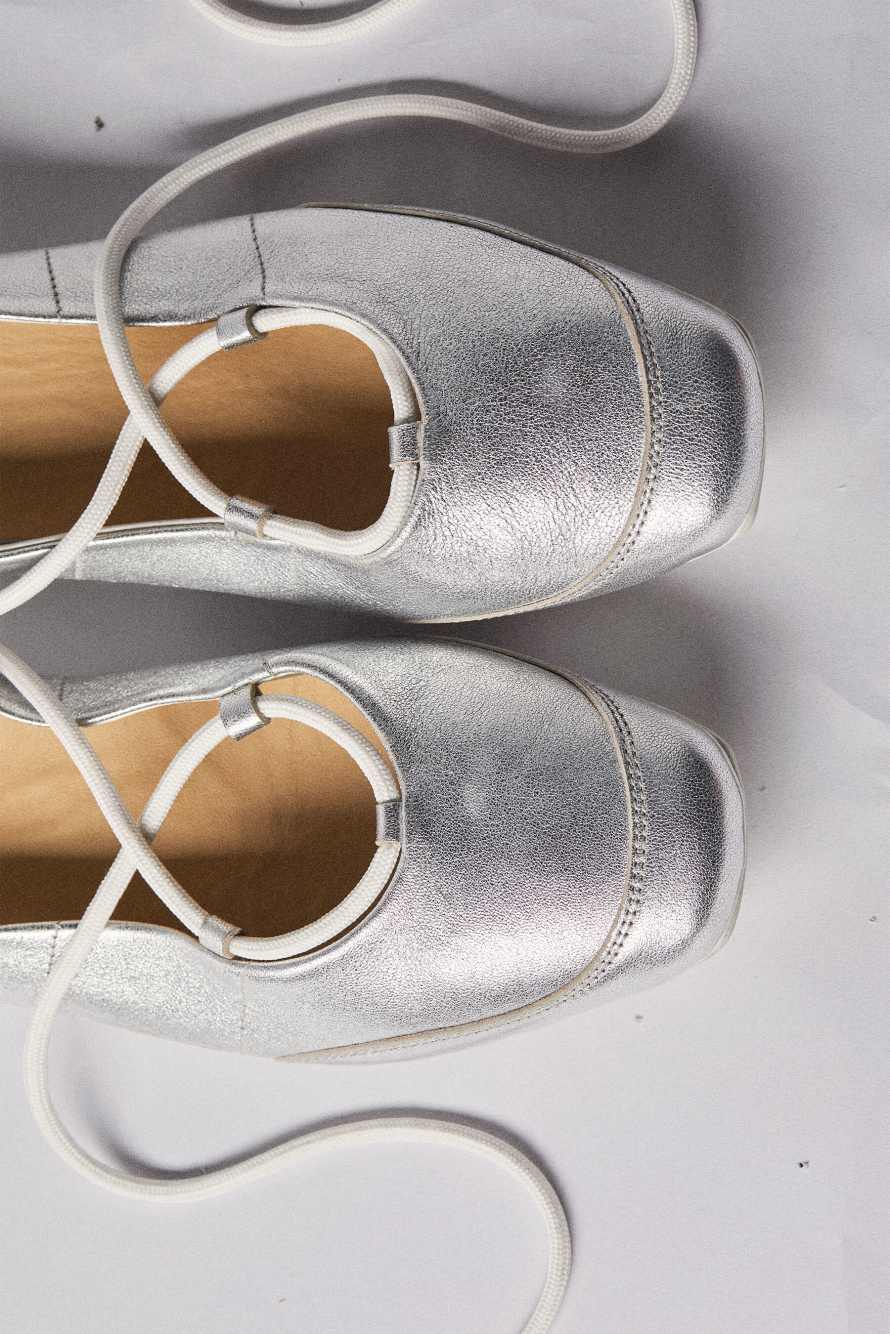 Dancing SKIN Ballerinas laminiert, Silber, Patrizia Pepe