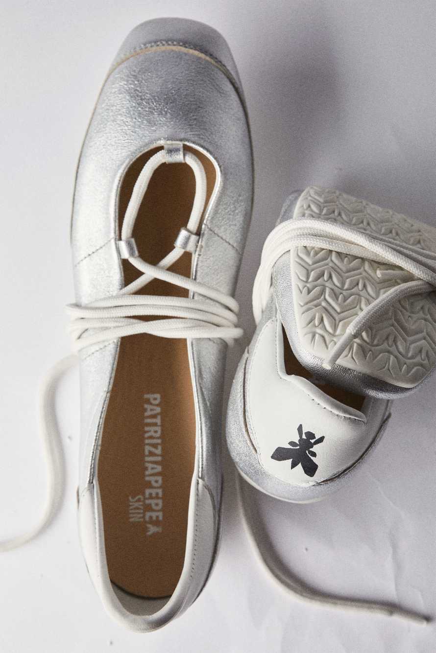 Dancing SKIN Ballerinas laminiert, Silber, Patrizia Pepe