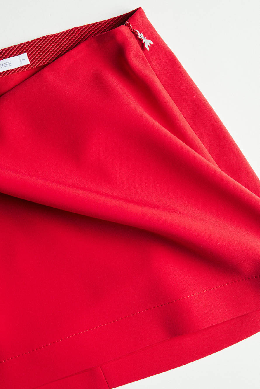 Crepe mini skirt, Red, Patrizia Pepe
