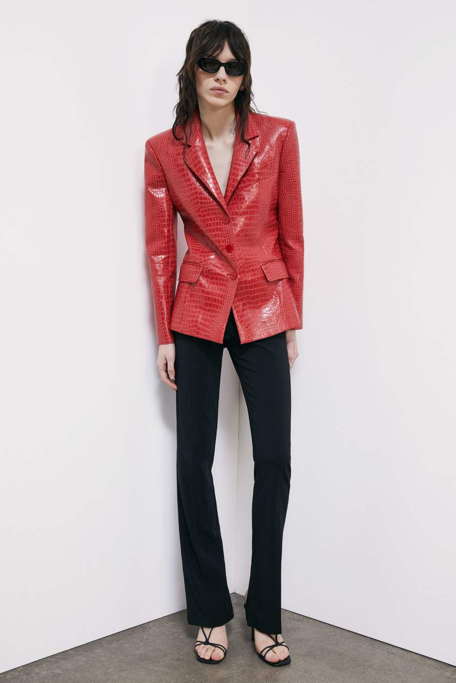 Coated structured blazer, Red, Patrizia Pepe