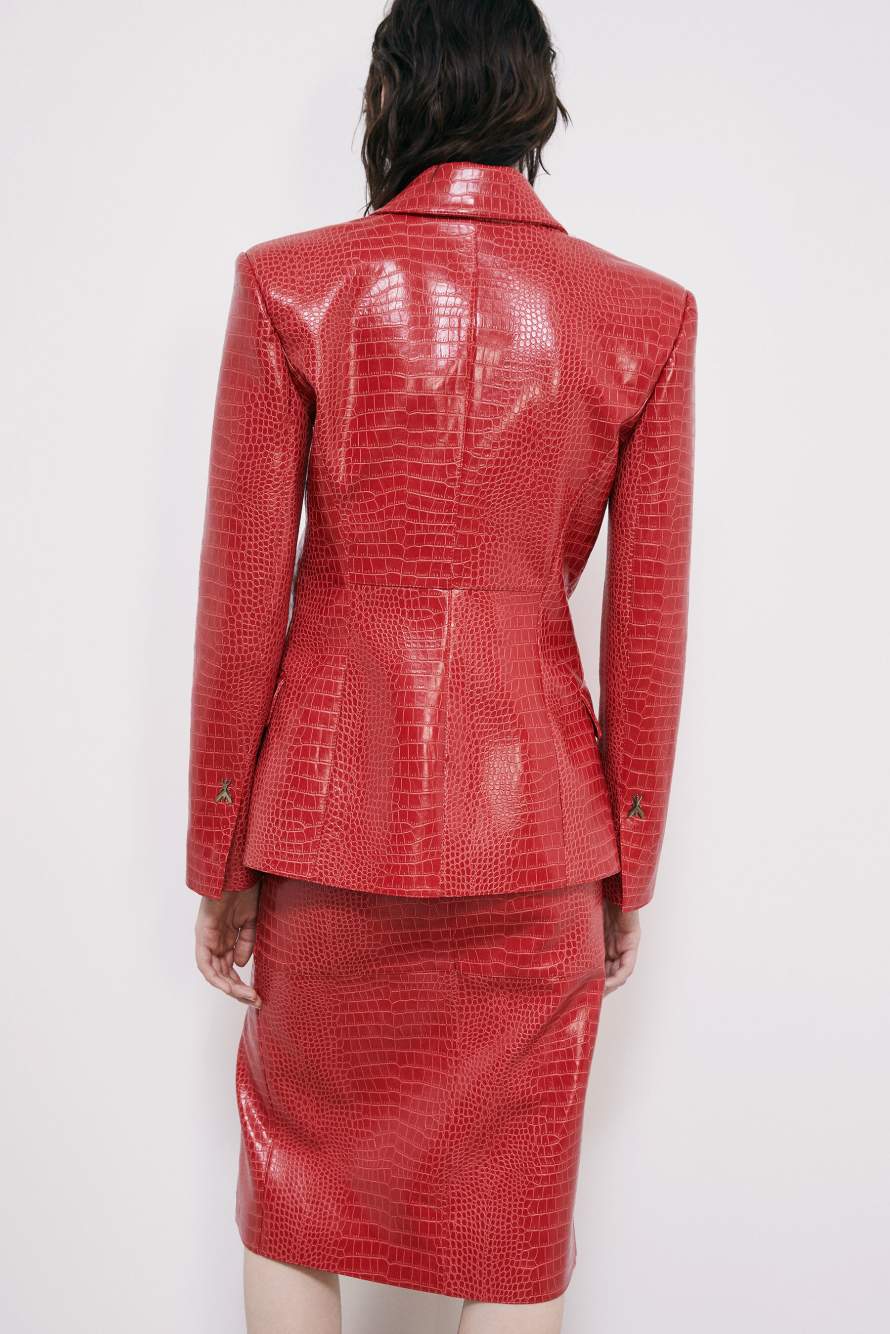 Coated structured blazer, Red, Patrizia Pepe