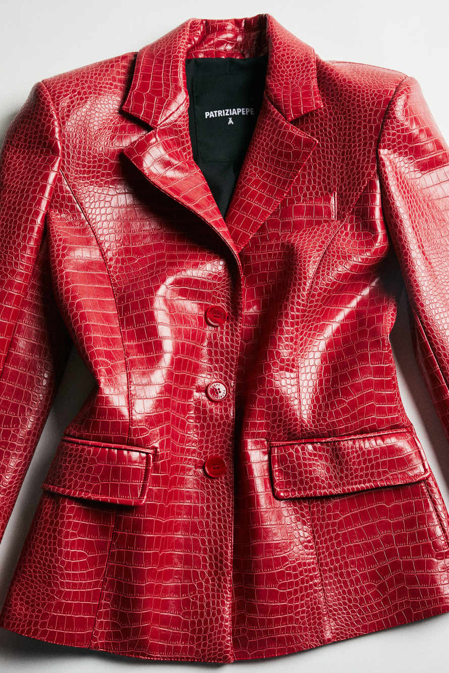 Coated structured blazer, Red, Patrizia Pepe