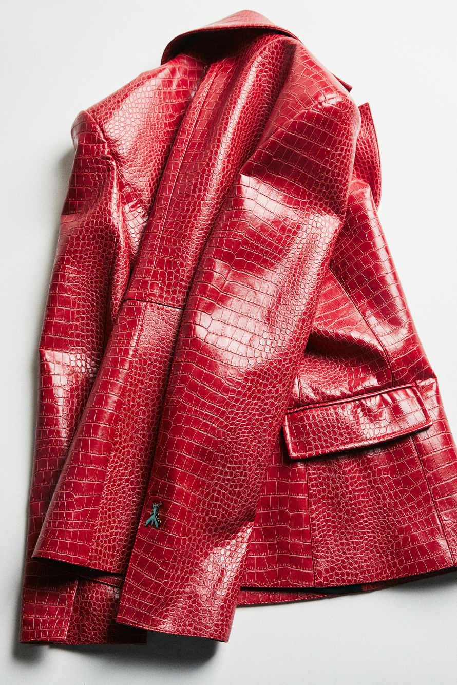 Coated structured blazer, Red, Patrizia Pepe