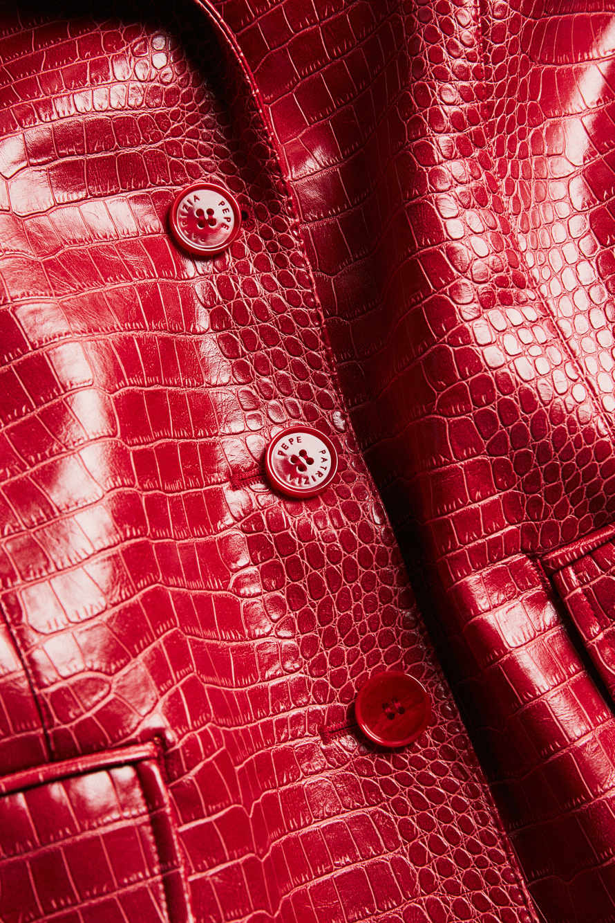 Coated structured blazer, Red, Patrizia Pepe