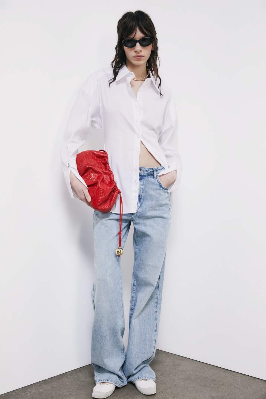 Leather Clutch &ldquo;Bubble Croco&rdquo; Small, Red, Patrizia Pepe