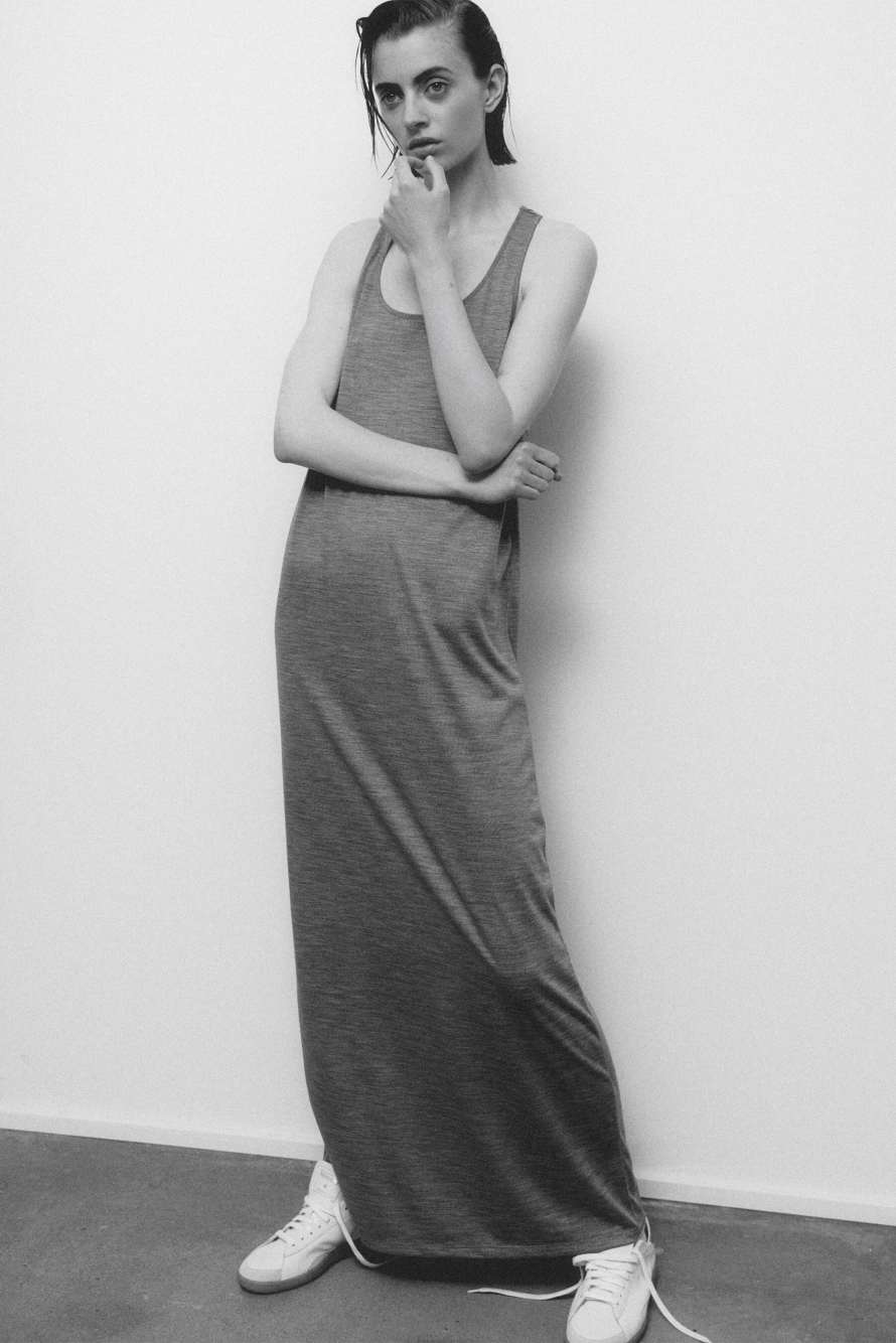 The Long Tanktop Dress, Gris moyen m&eacute;lang&eacute;, Patrizia Pepe