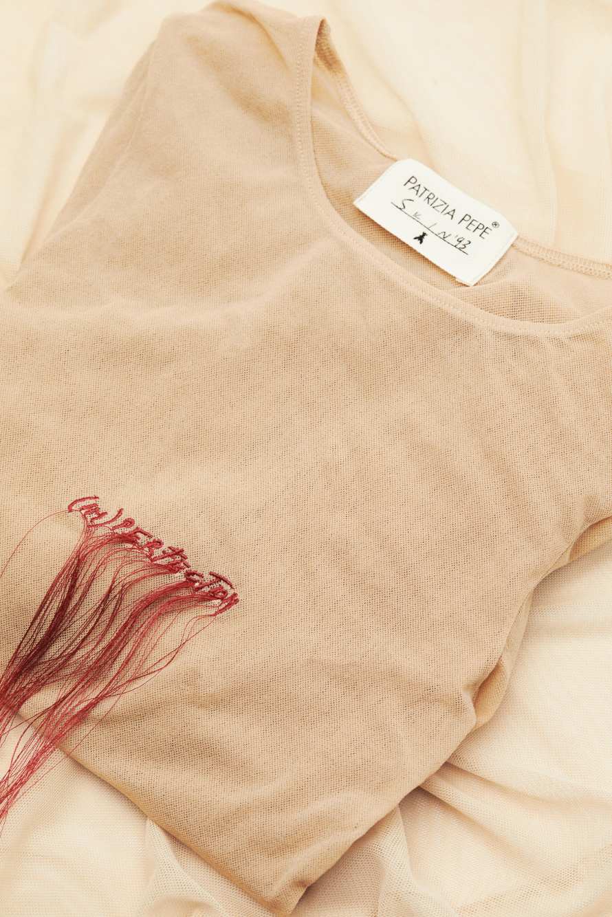 The (IM)PERFECTION Tulle Top, Beige, Patrizia Pepe