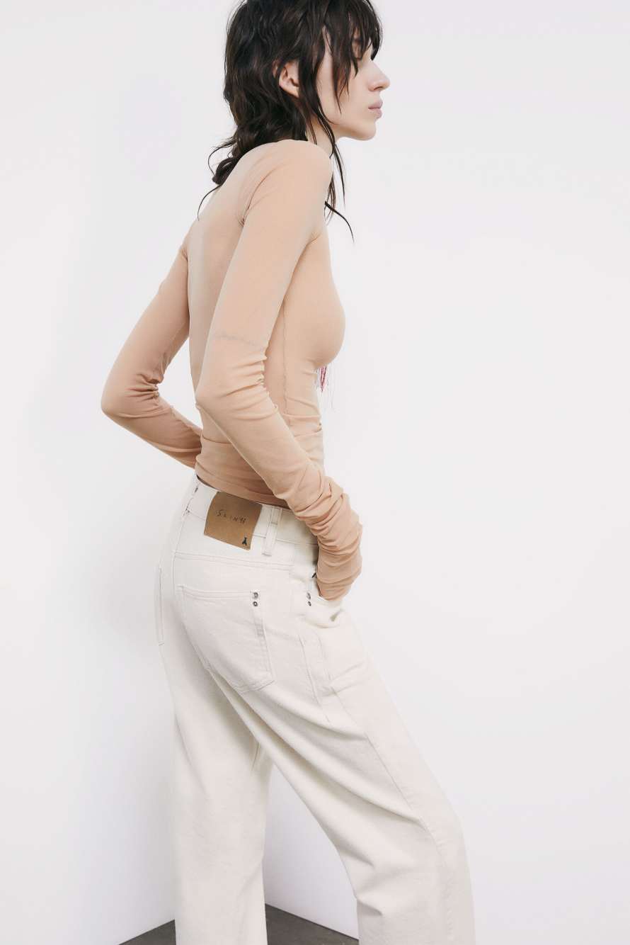 The (IM)PERFECTION Tulle Top, Beige, Patrizia Pepe