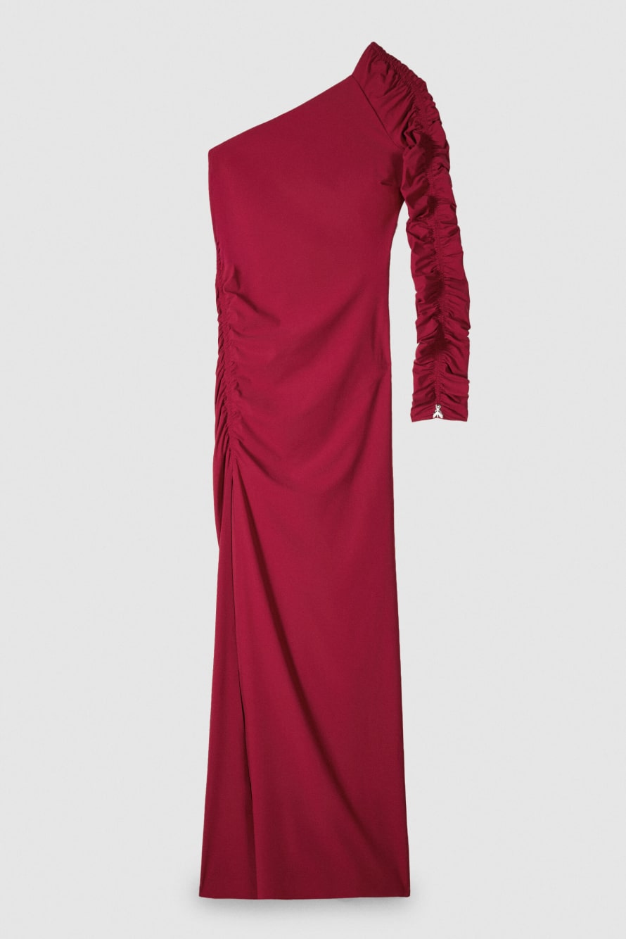 Asymmetric long ceremony dress, Red, Patrizia Pepe