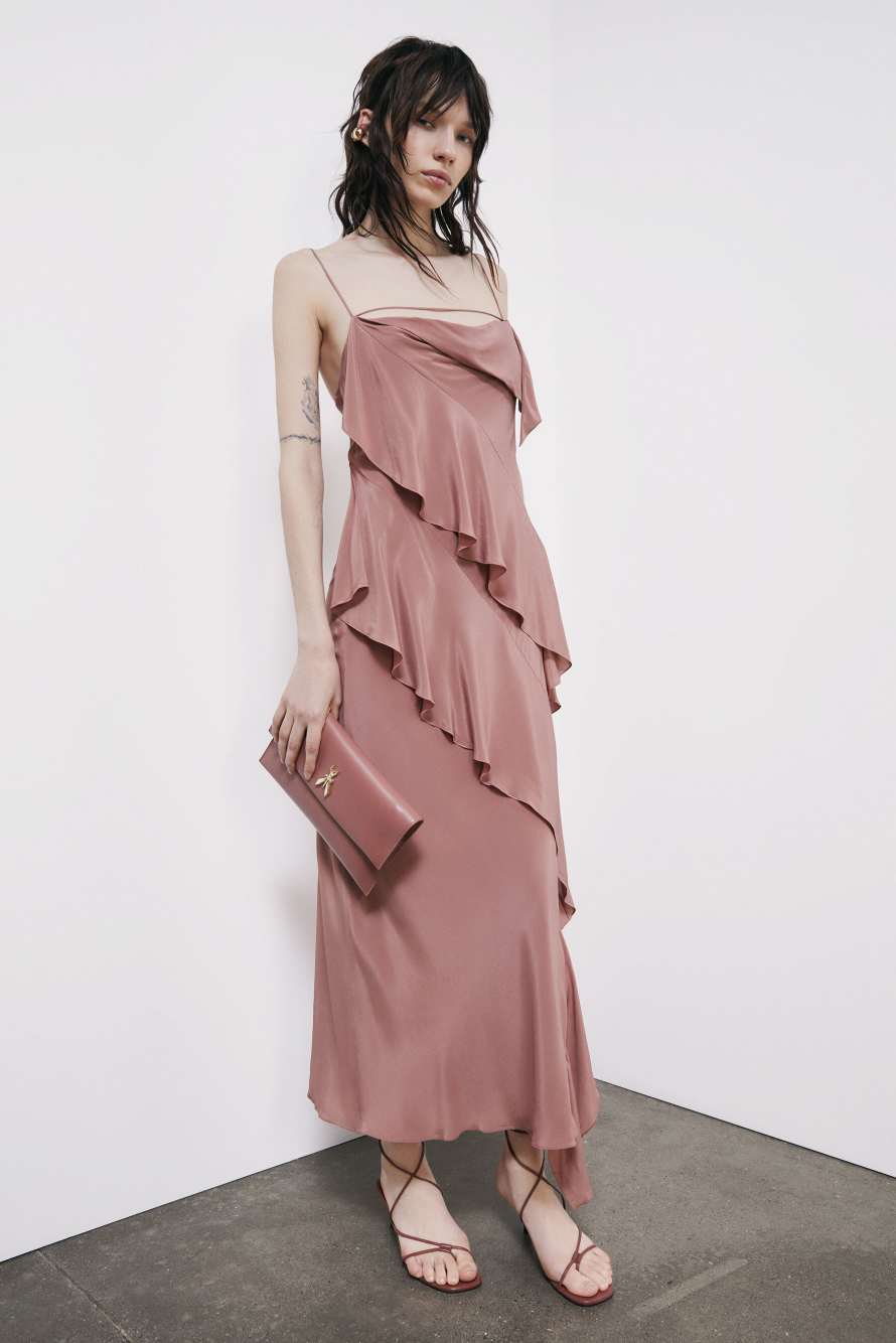 Long ruffled dress, Pink, Patrizia Pepe