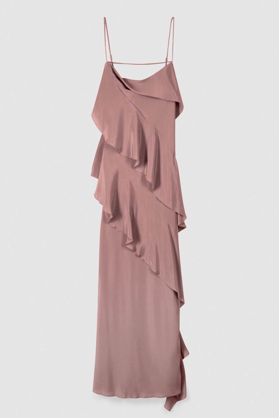 Long ruffled dress, Pink, Patrizia Pepe