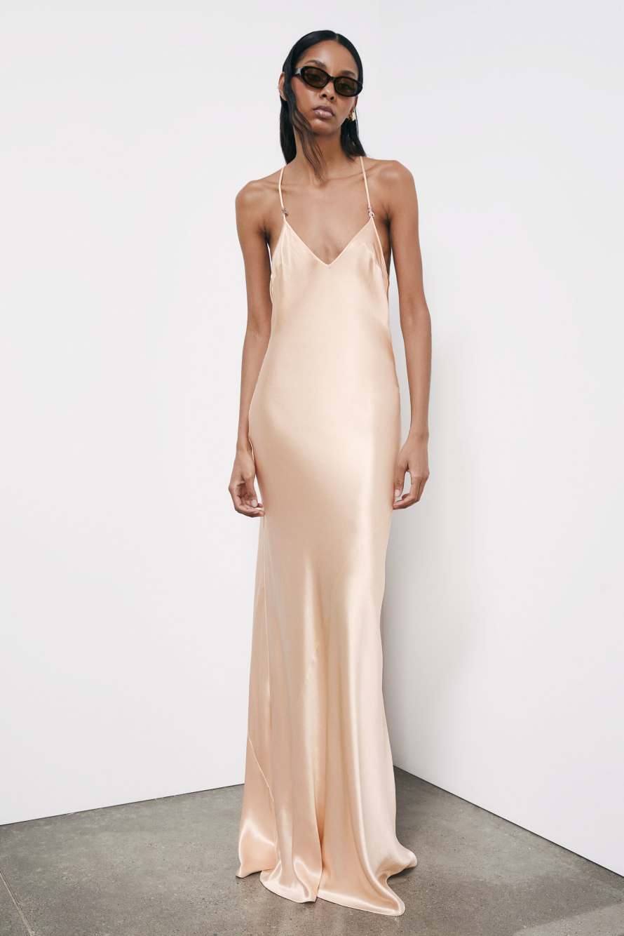 Fluid satin ceremony dress, Pink, Patrizia Pepe