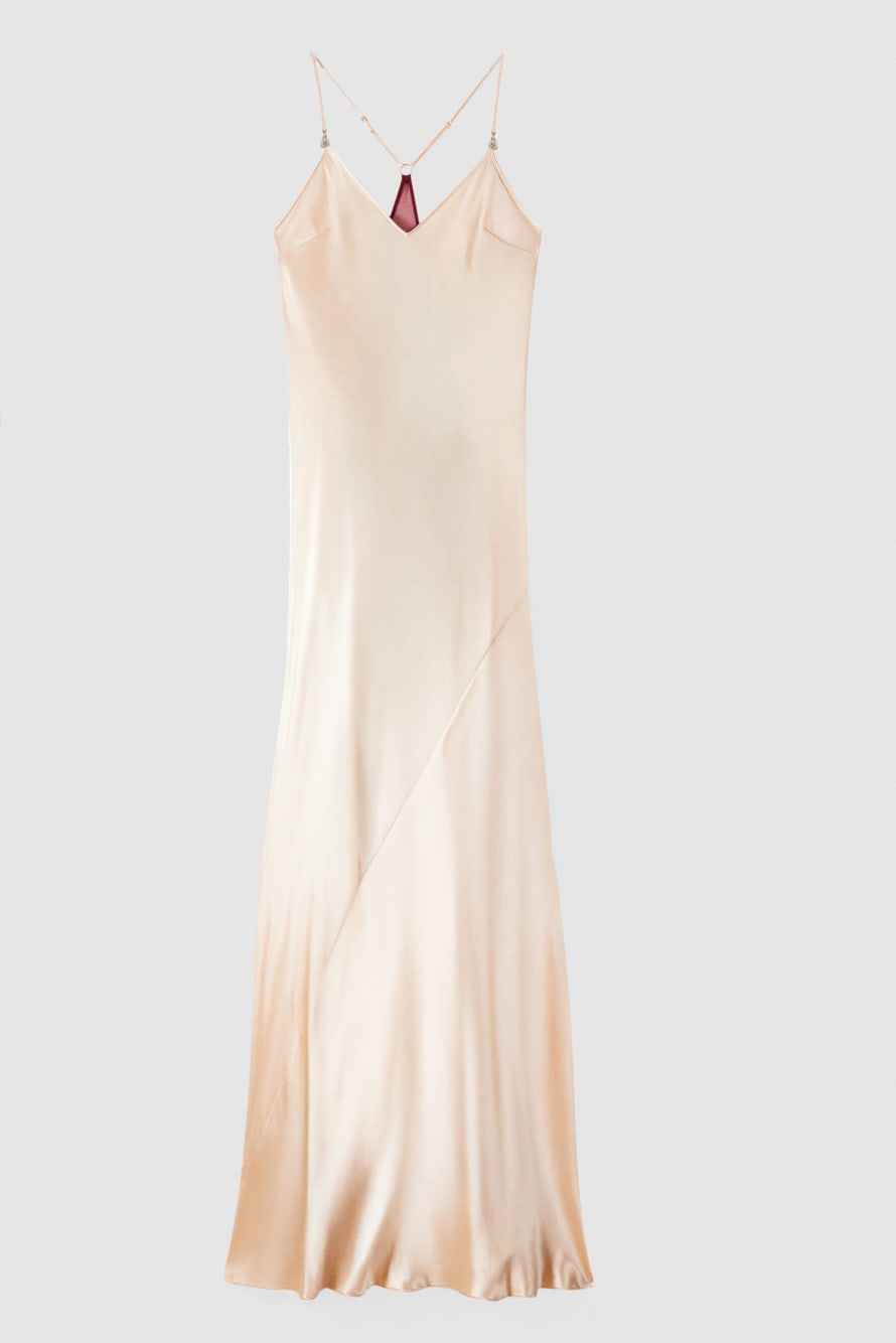 Fluid satin ceremony dress, Pink, Patrizia Pepe