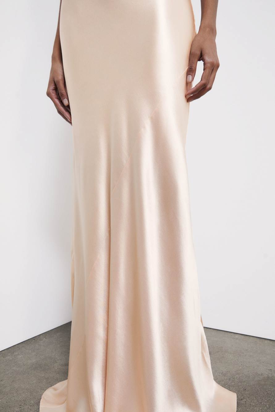 Fluid satin ceremony dress, Pink, Patrizia Pepe