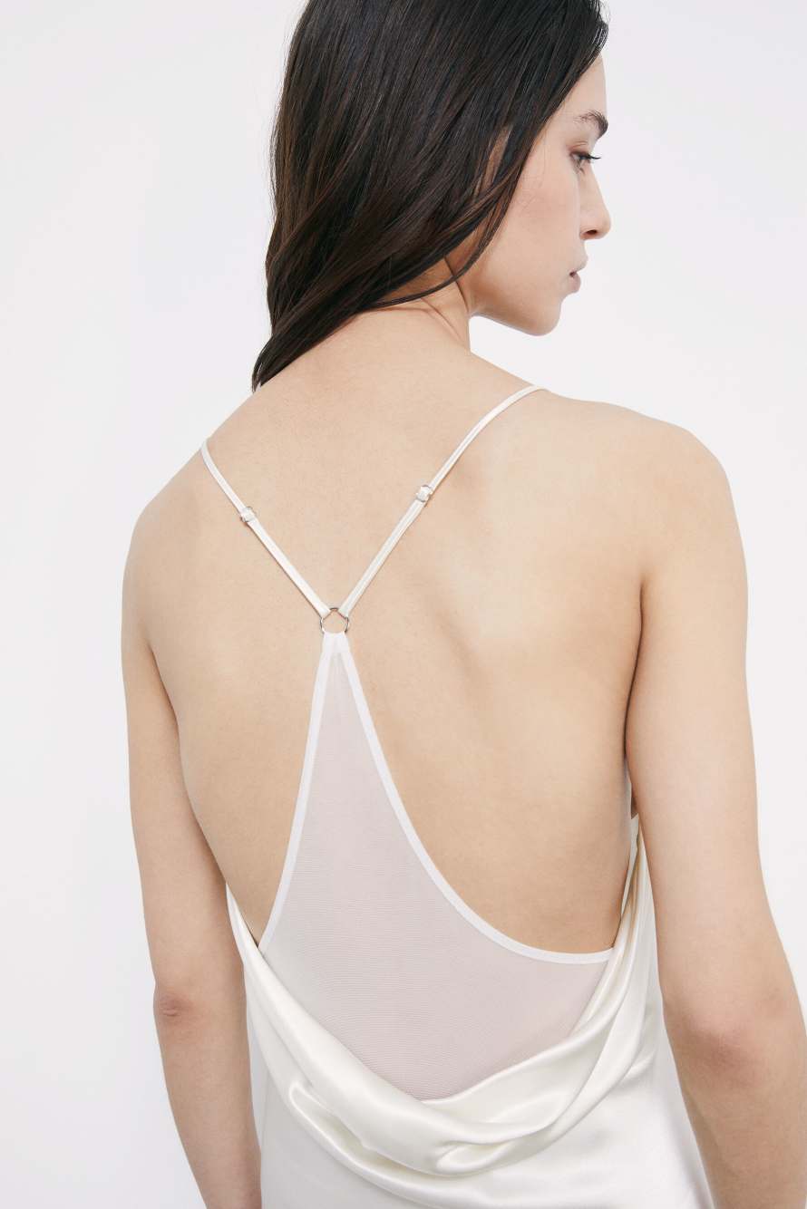 Fluid satin ceremony dress, White, Patrizia Pepe