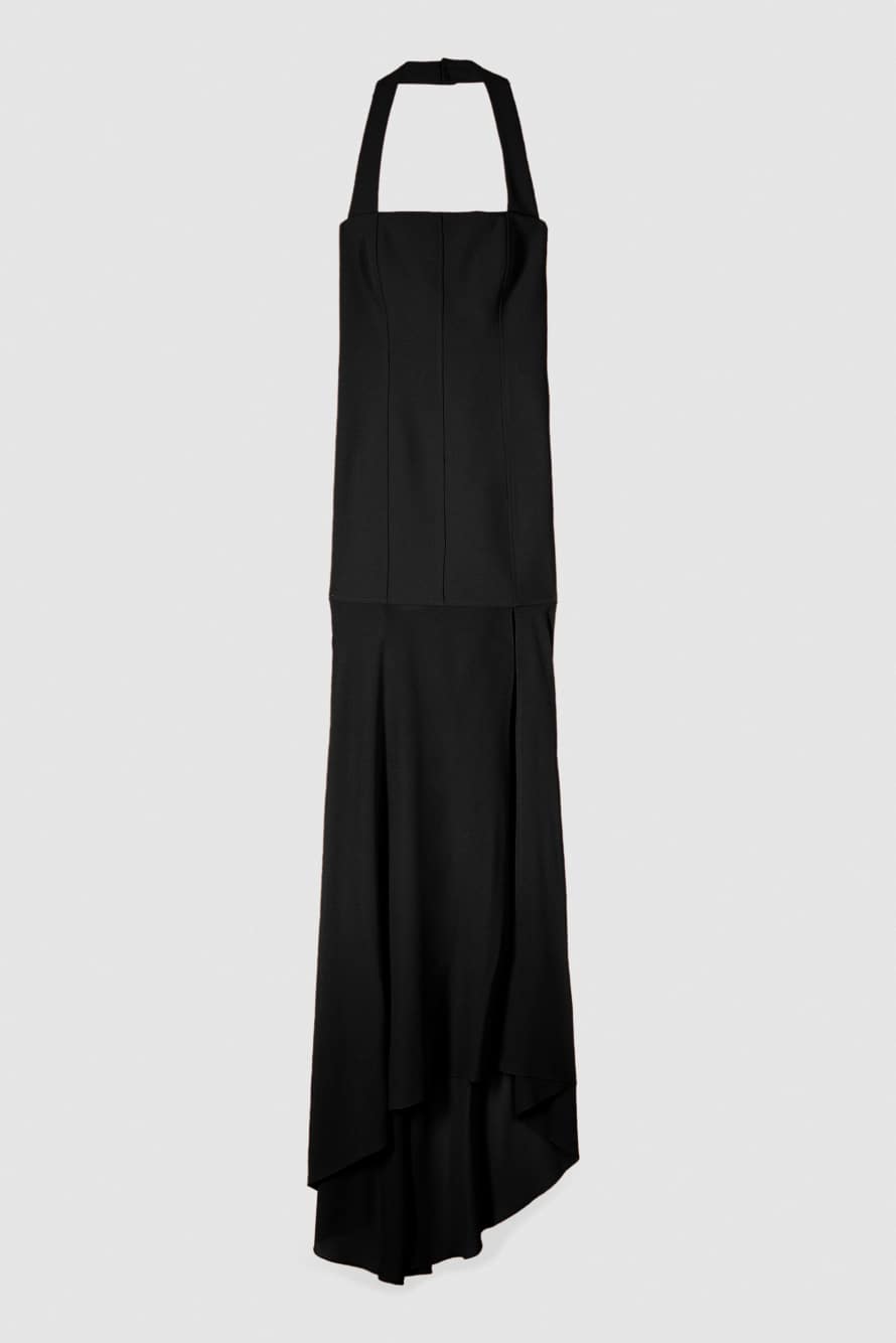 Bustier ceremony dress in mixed fabrics, Black, Patrizia Pepe