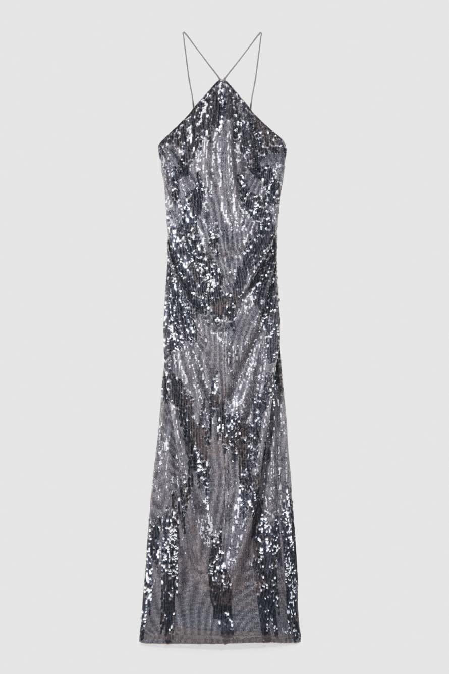 Long evening dress with all-over sequins, Patrizia Pepe