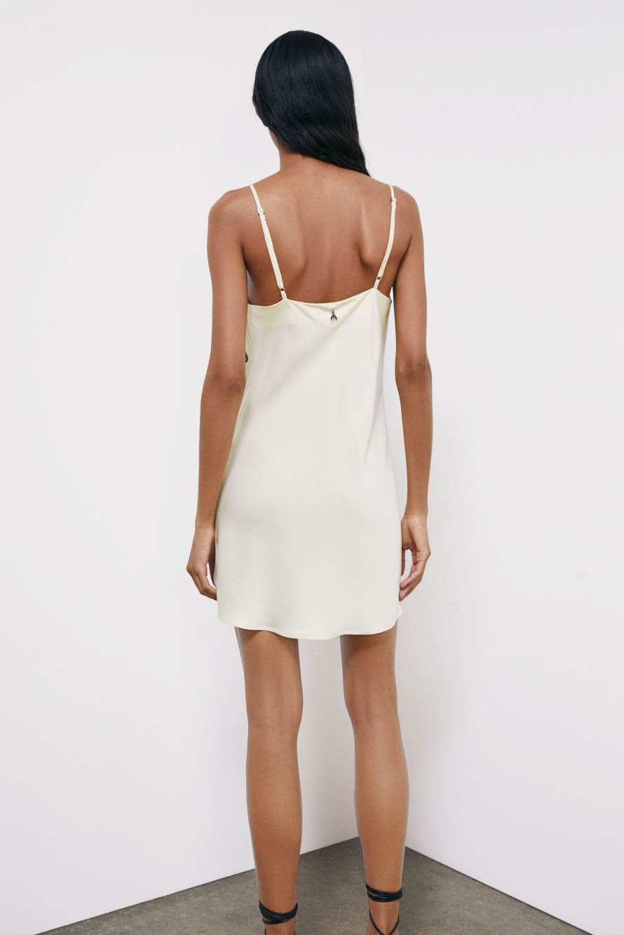 Mini satin slip dress with lace, 0, Patrizia Pepe