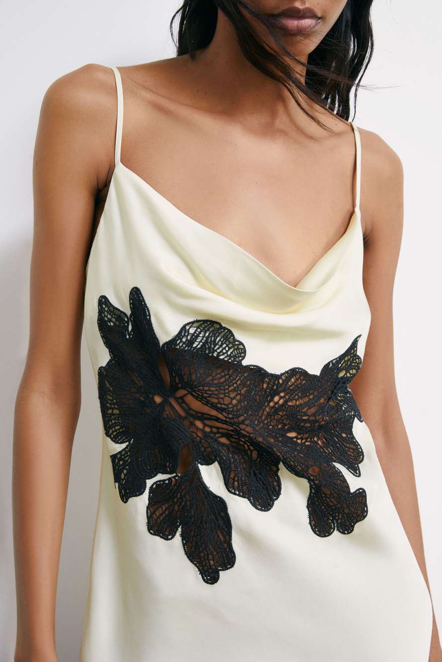 Mini satin slip dress with lace, 0, Patrizia Pepe