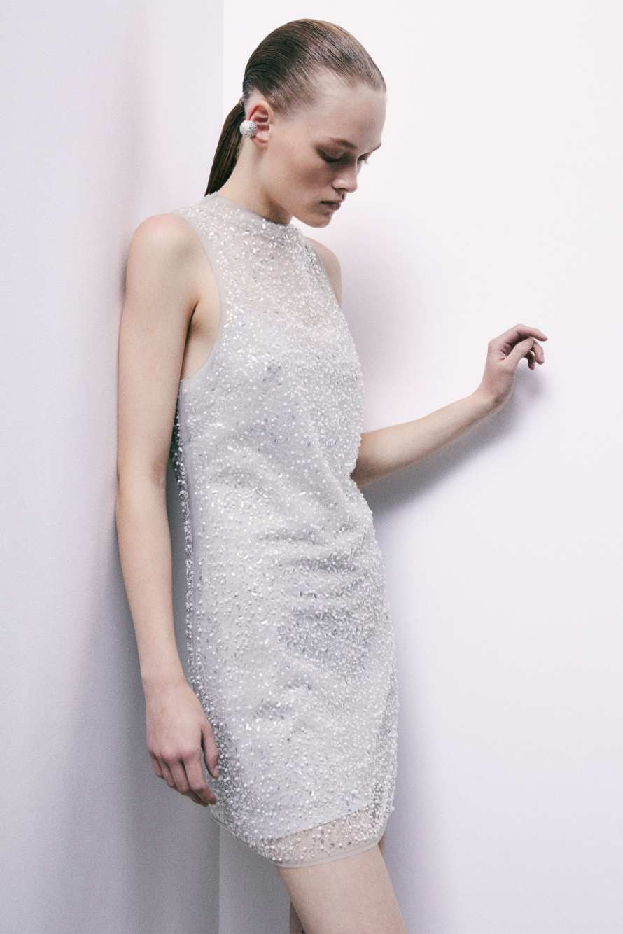 Abito mini in tulle ricamato, White, Patrizia Pepe