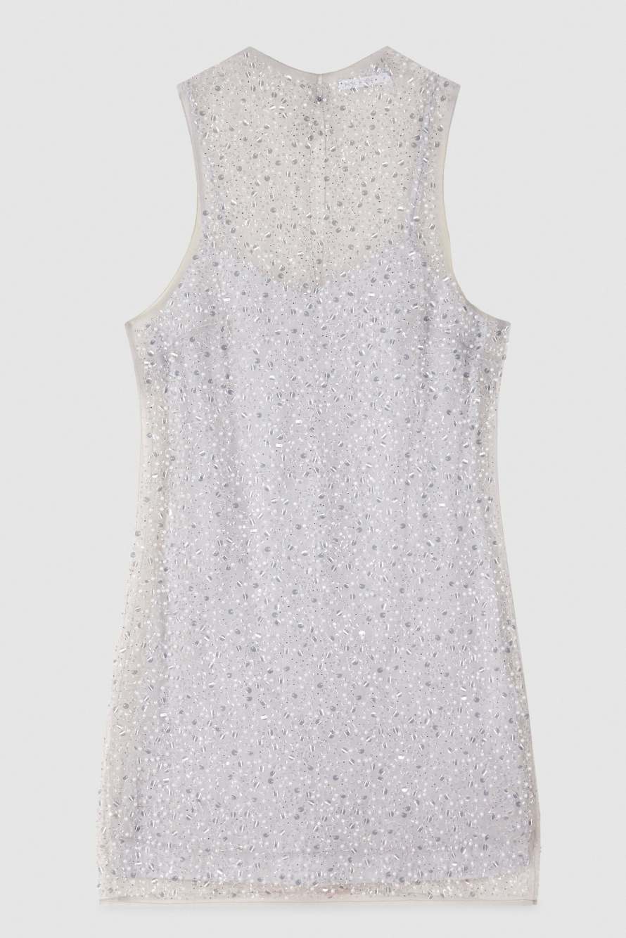 Abito mini in tulle ricamato, White, Patrizia Pepe