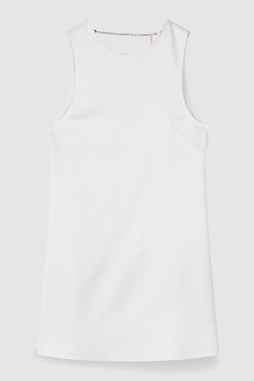 Mini stretch satin dress with jewel detail, White, Patrizia Pepe