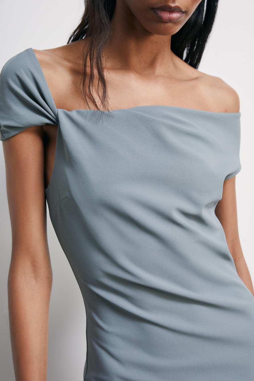 Mini tor&ccedil;on dress in sabl&eacute; crepe, Grey, Patrizia Pepe