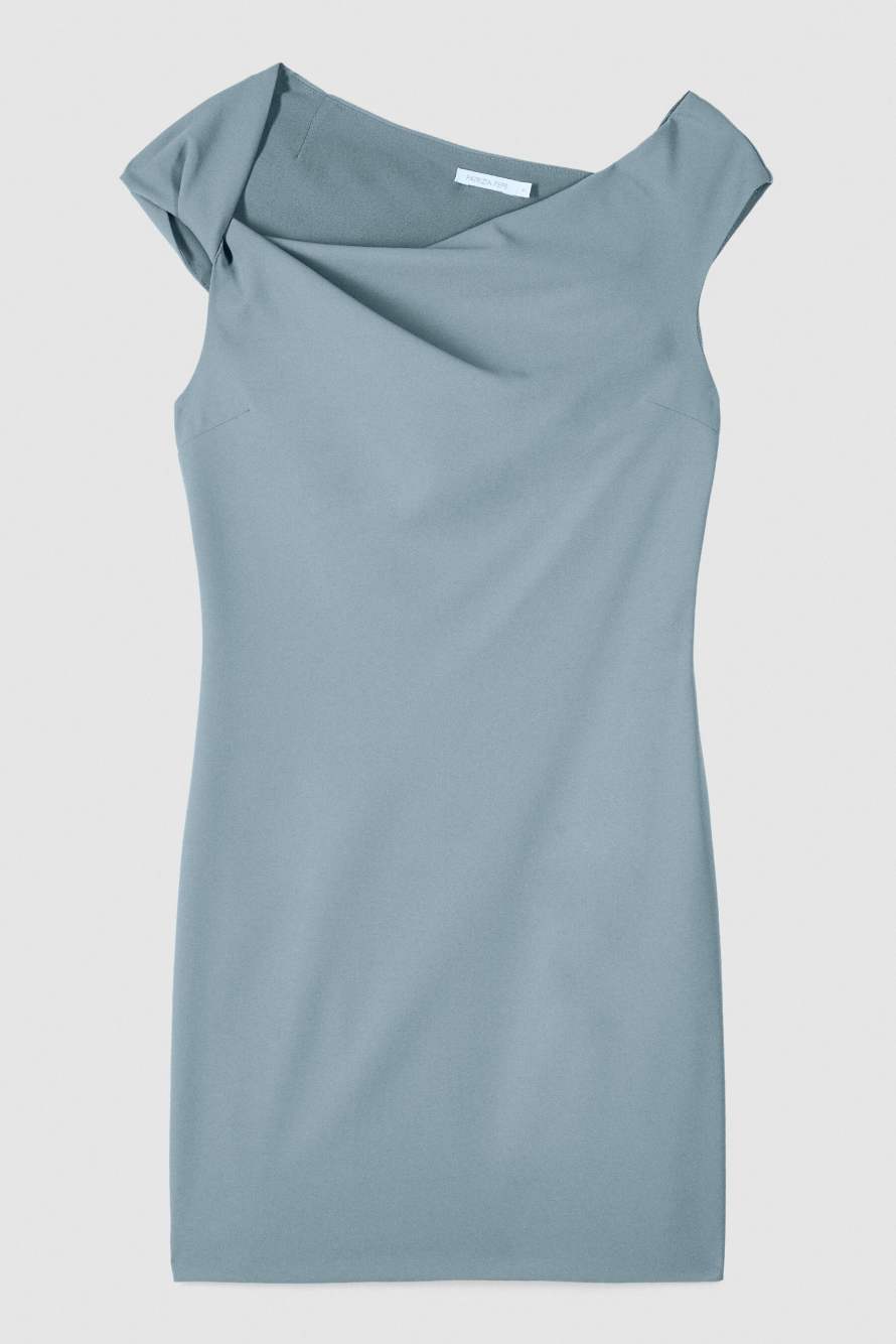 Mini tor&ccedil;on dress in sabl&eacute; crepe, Grey, Patrizia Pepe