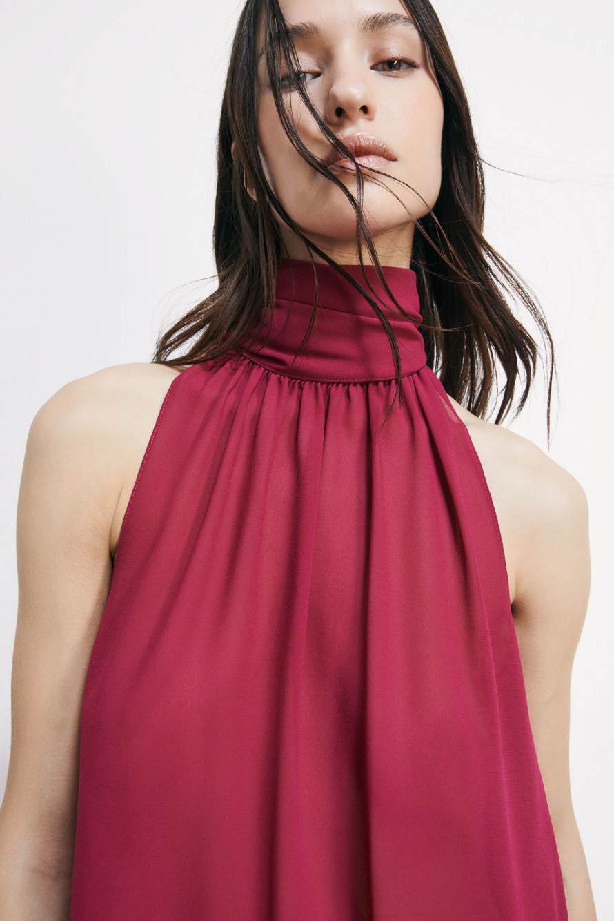 Fluid blouse with long ties, Red, Patrizia Pepe