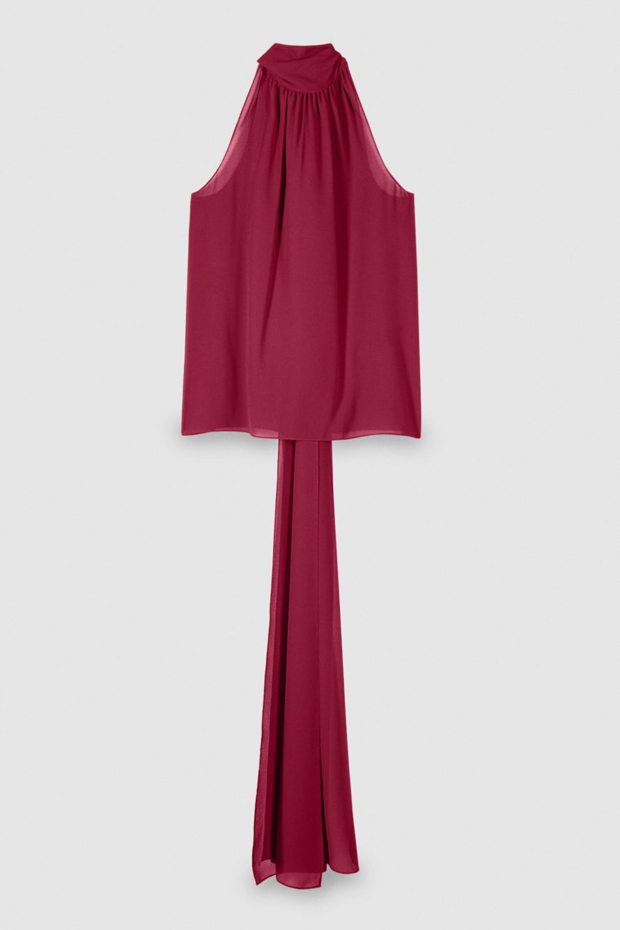 Fluid blouse with long ties, Red, Patrizia Pepe
