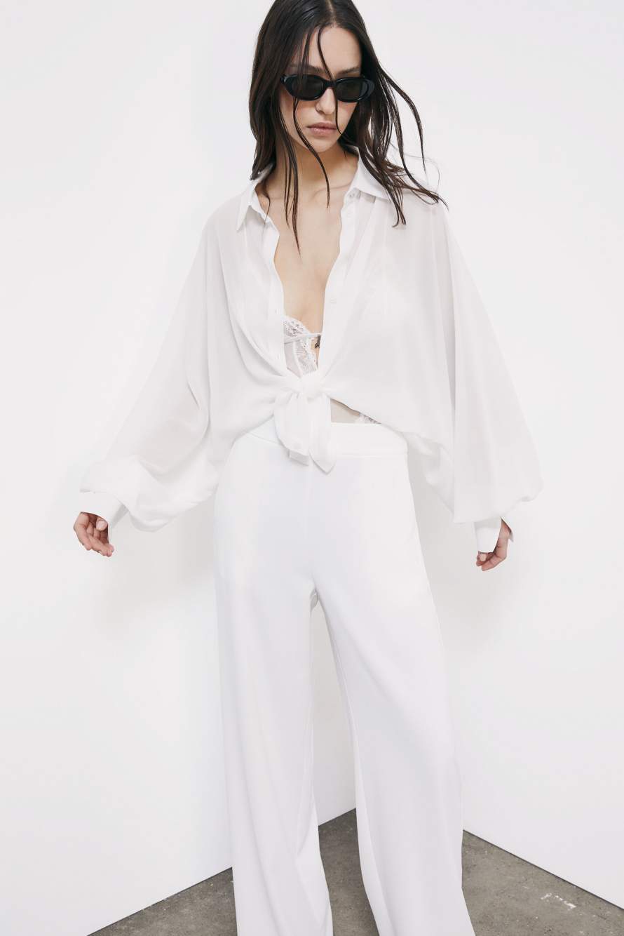Fluid shirt with wide sleeves, White, Patrizia Pepe