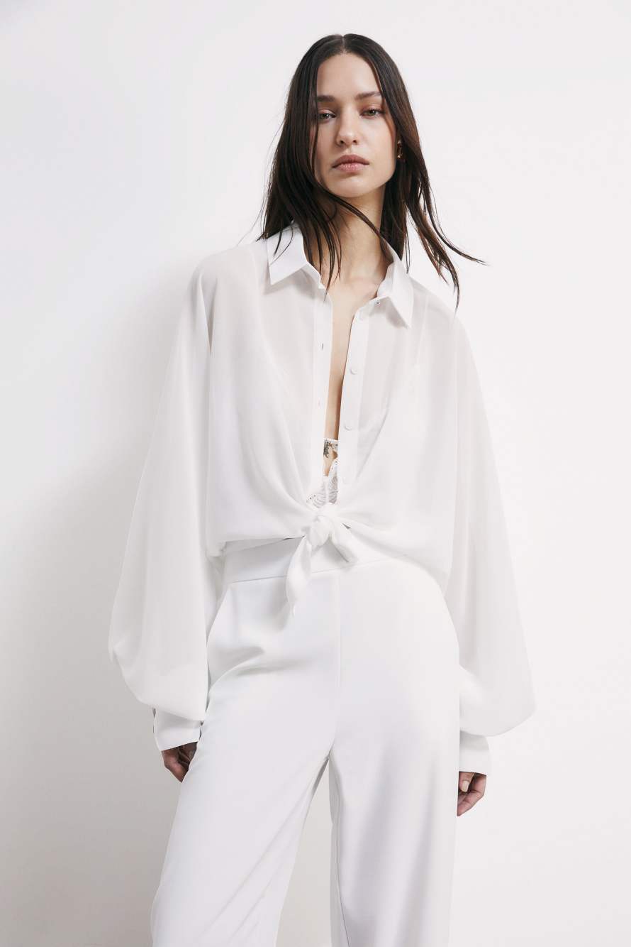 Fluid shirt with wide sleeves, White, Patrizia Pepe