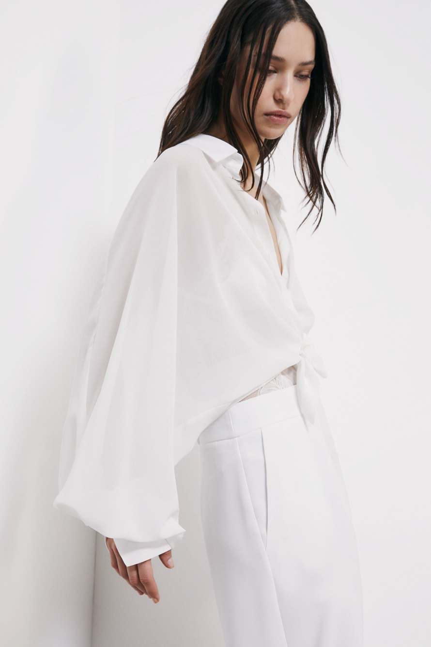 Fluid shirt with wide sleeves, White, Patrizia Pepe