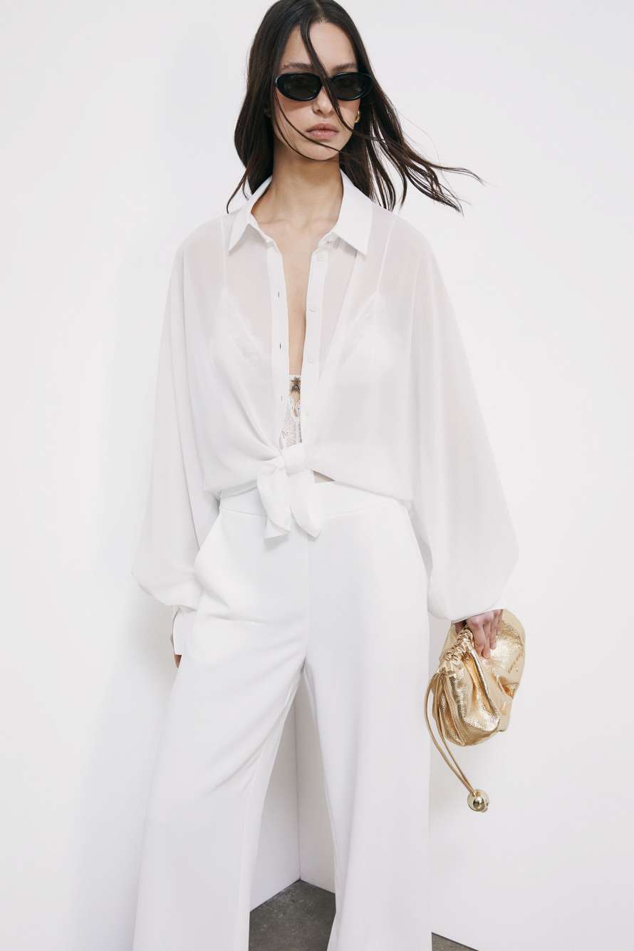 Fluid shirt with wide sleeves, White, Patrizia Pepe