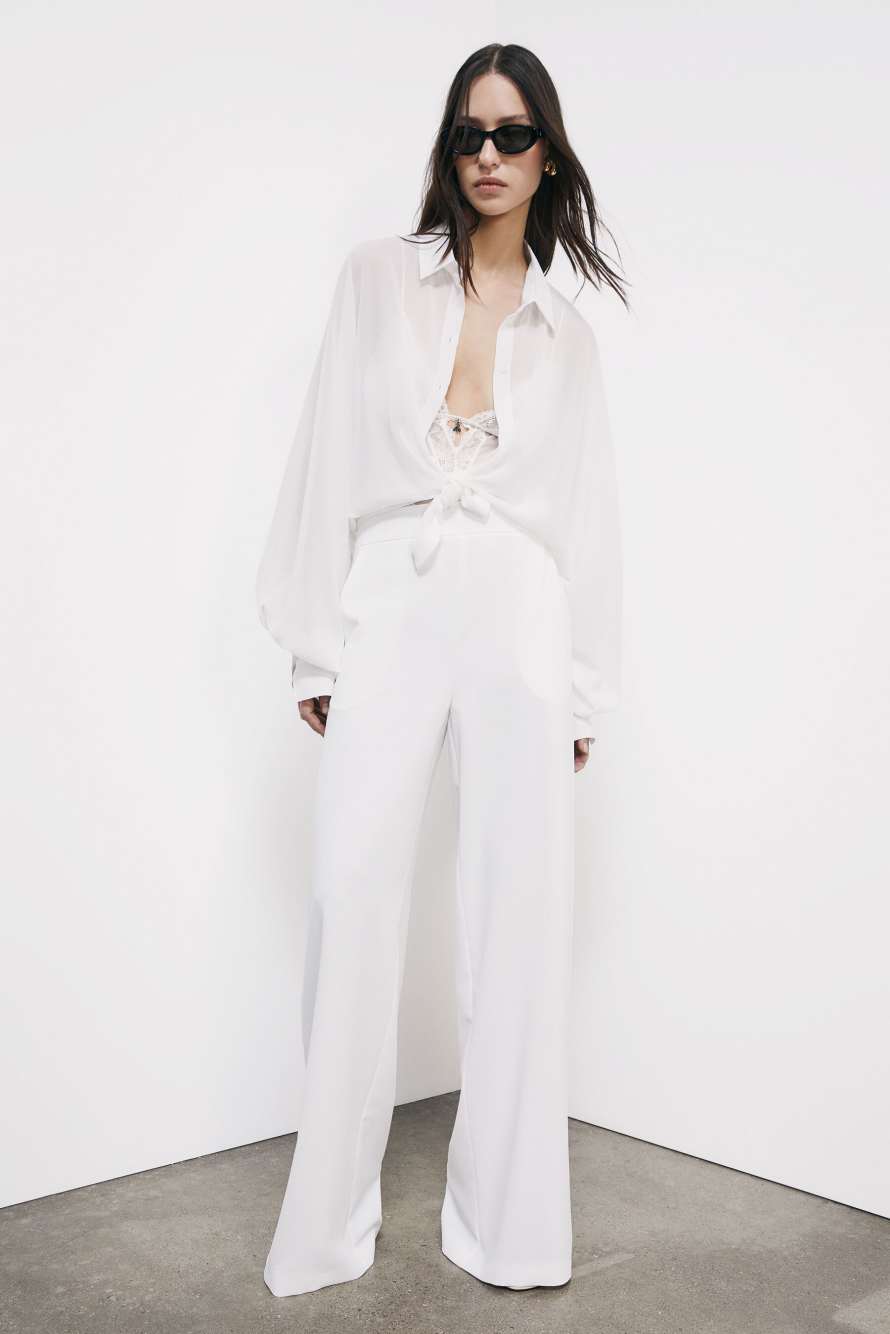 Fluid shirt with wide sleeves, White, Patrizia Pepe