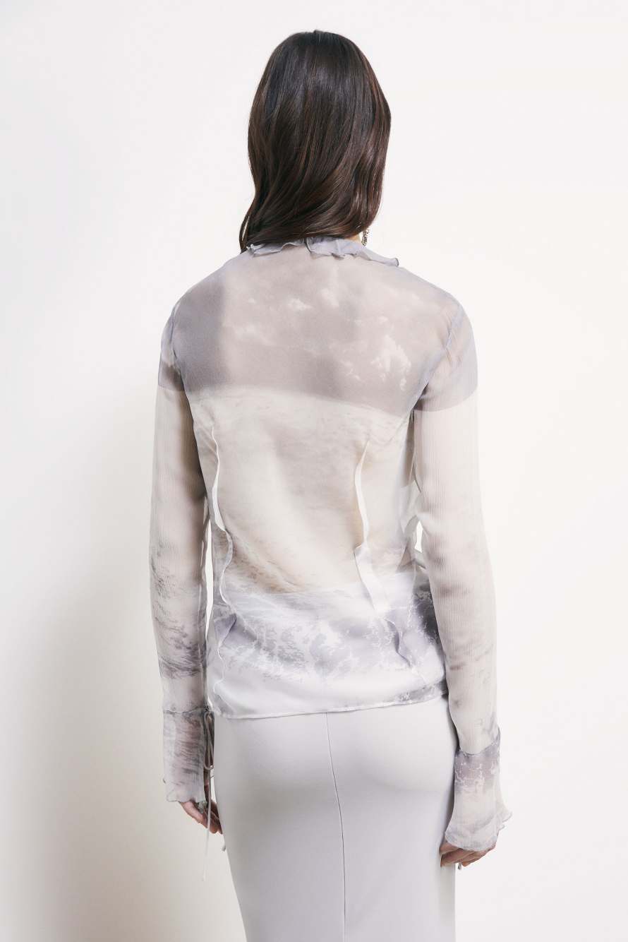 Fluid viscose blouse with ruffles, Abstract Fantasy, Patrizia Pepe