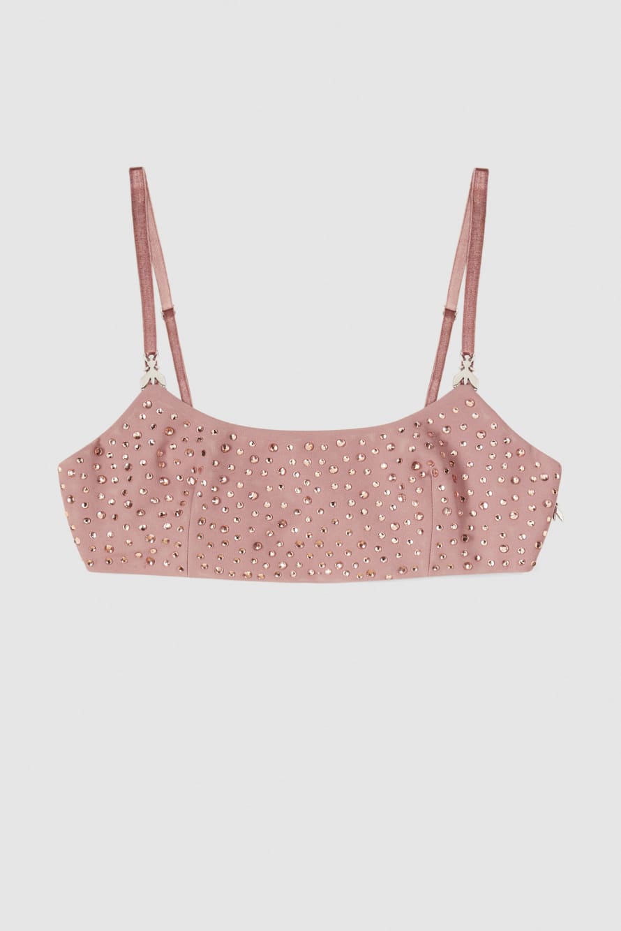 Top de cr&ecirc;pe con strass, Rosa
