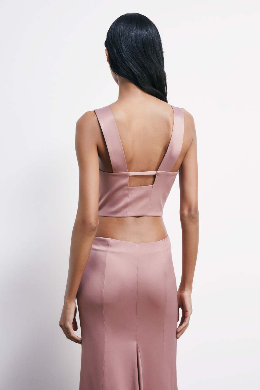 Satin V-neck top, Pink, Patrizia Pepe