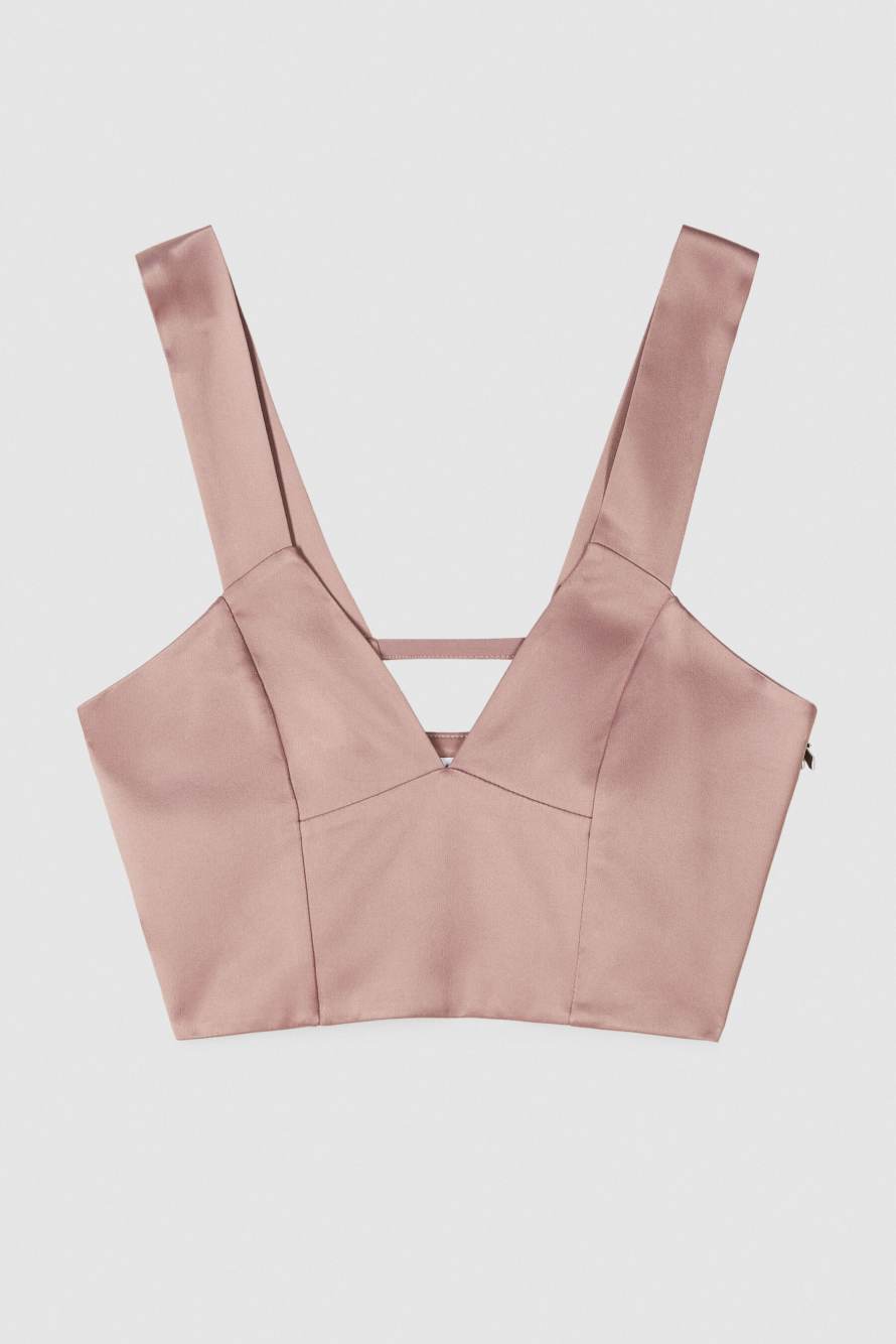 Satin V-neck top, Pink, Patrizia Pepe