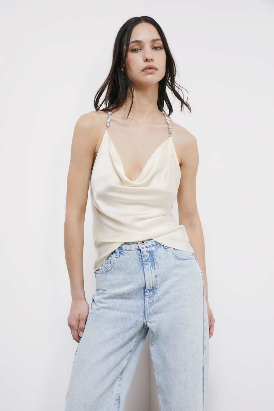 Seidentop mit Schmuckdetail, 0, Patrizia Pepe