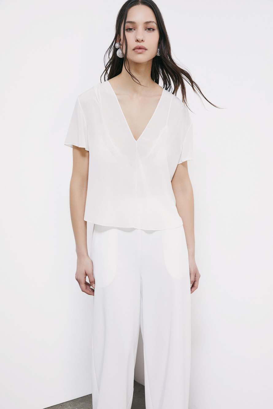 Blouse with jewel detail, White, Patrizia Pepe