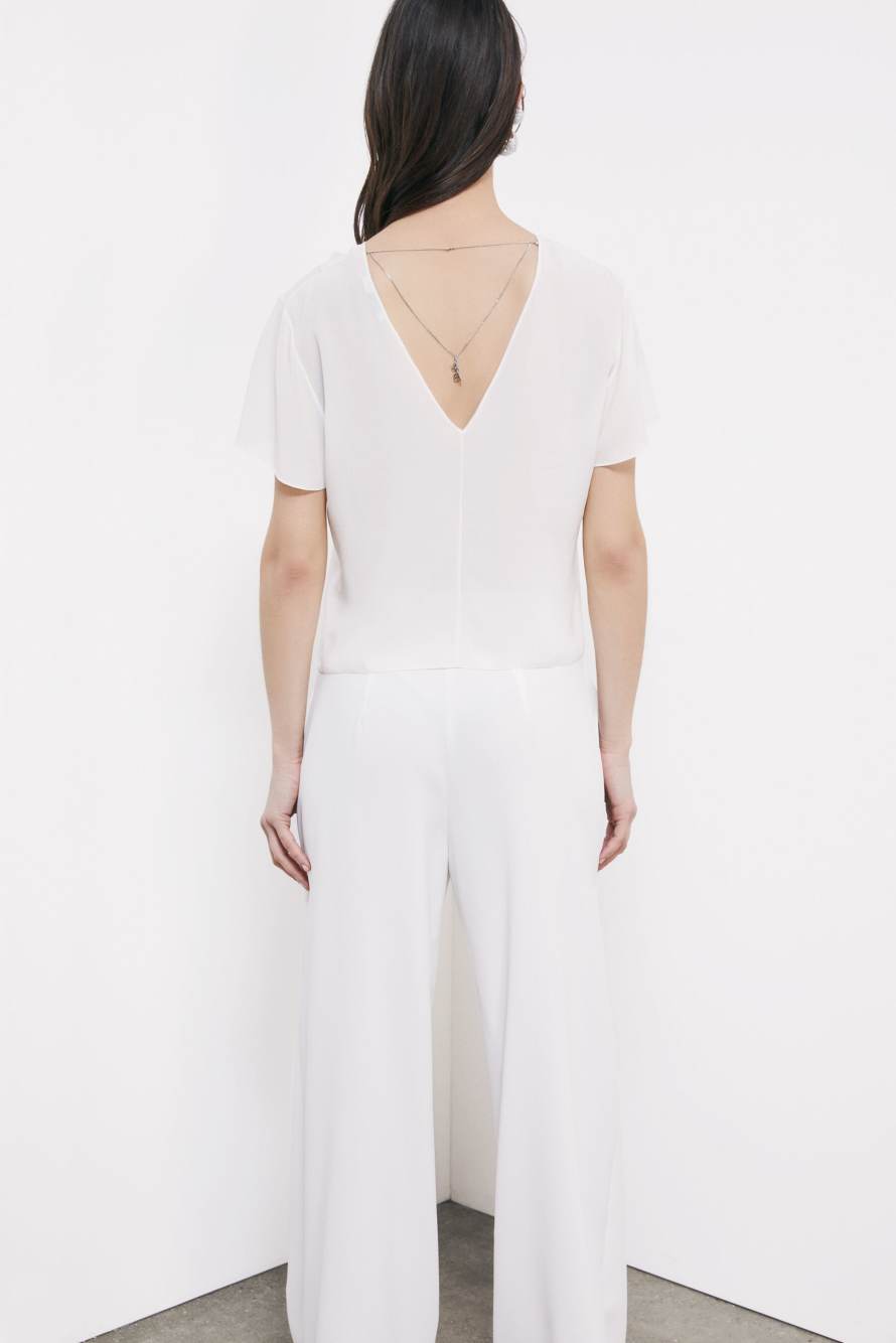 Blouse with jewel detail, White, Patrizia Pepe