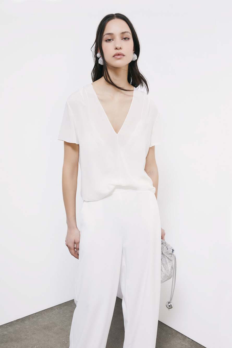 Blouse with jewel detail, White, Patrizia Pepe