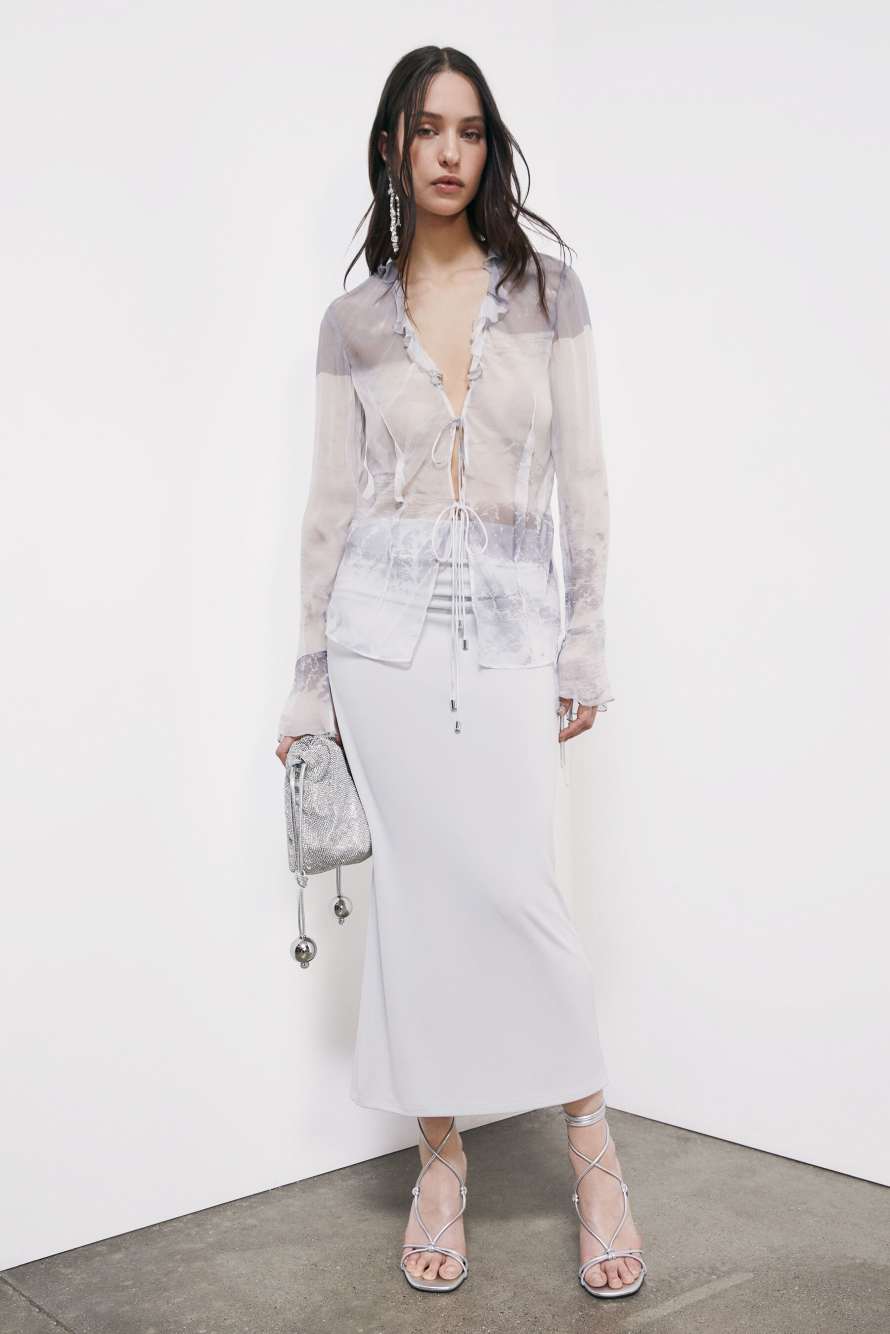 Draped fitted midi skirt, Grey, Patrizia Pepe