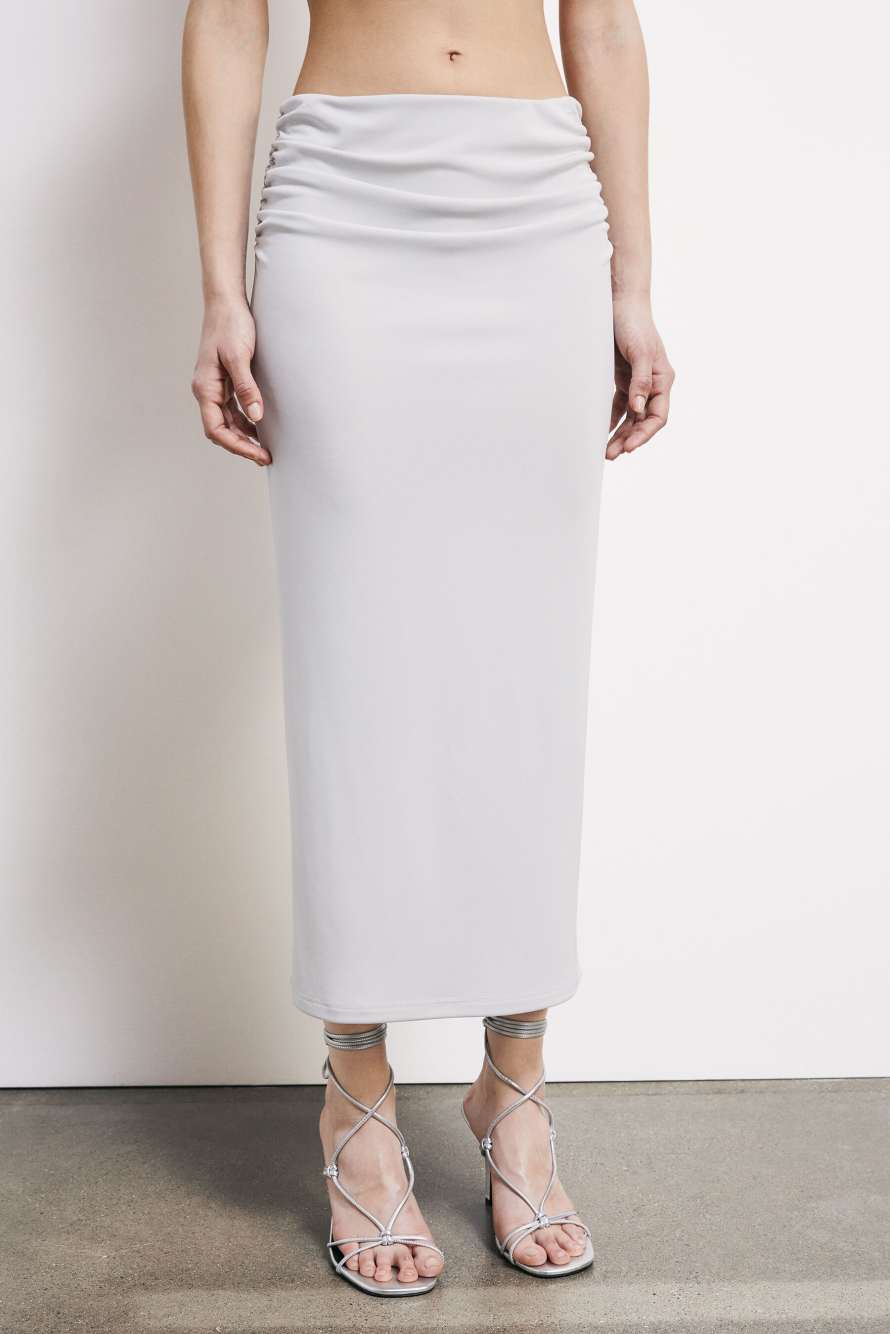 Draped fitted midi skirt, Grey, Patrizia Pepe
