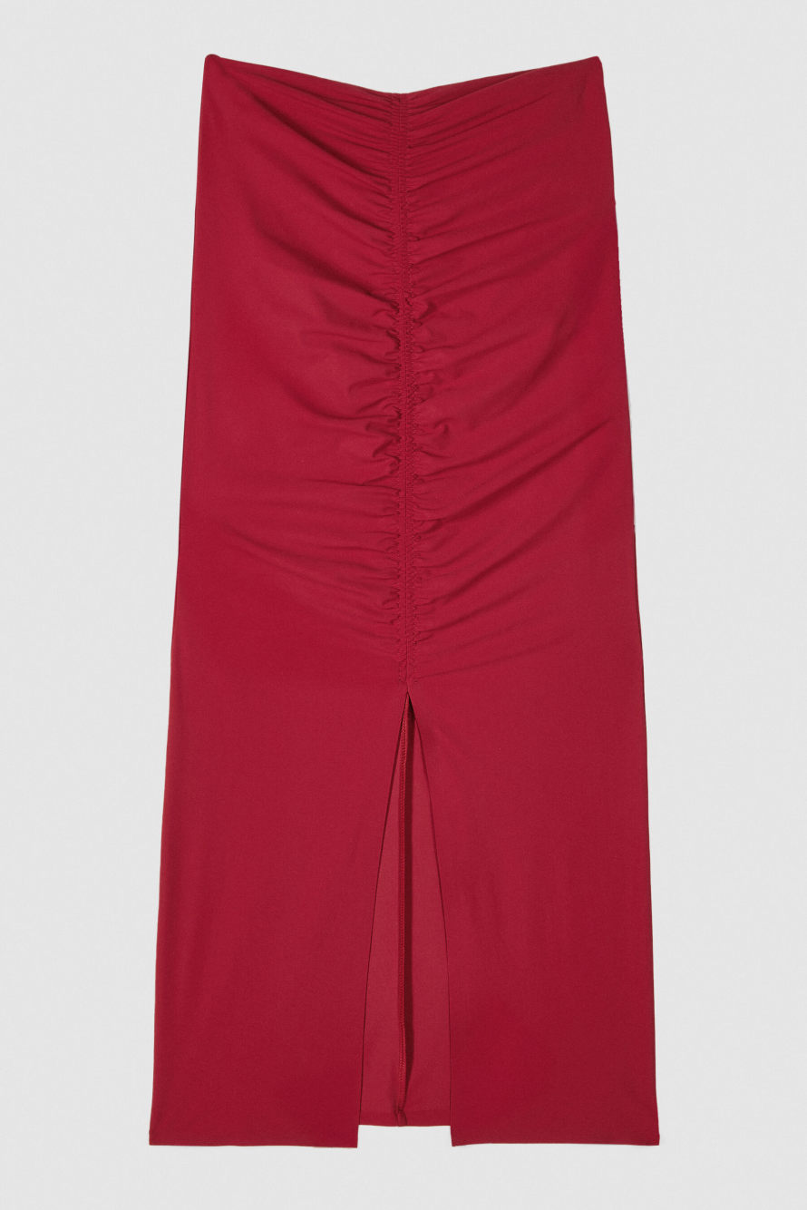 Midi jersey skirt with draping, Red, Patrizia Pepe